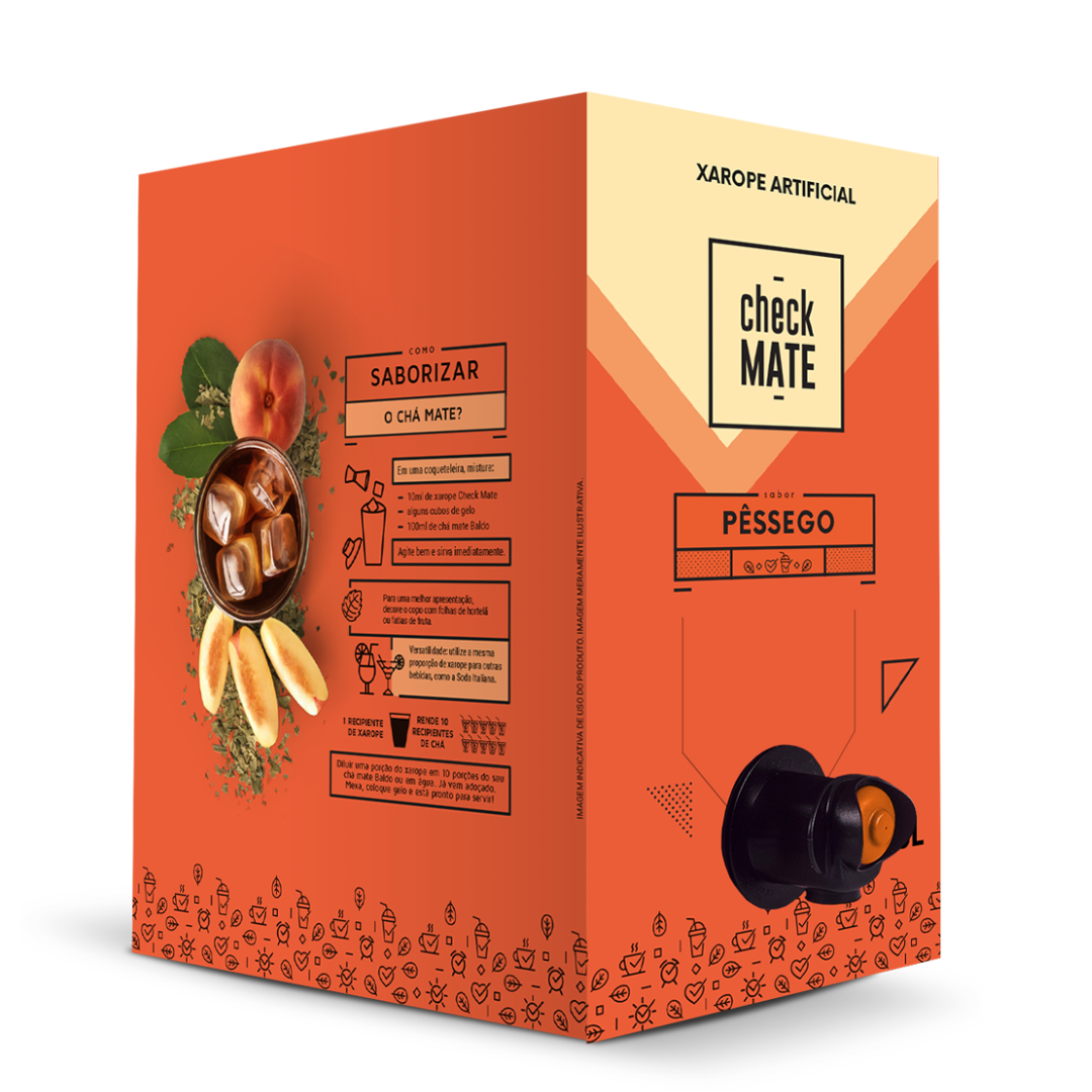 Check Mate Pêssego - Xarope para bebidas Baldo 3 LITROS - RENDE ATÉ 18 LITROS