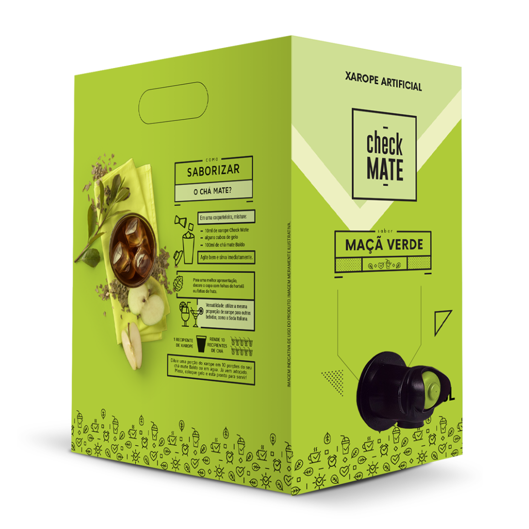Check Mate Maça Verde - Xarope para bebidas Baldo 3 LITROS - RENDE ATÉ 18 LITROS