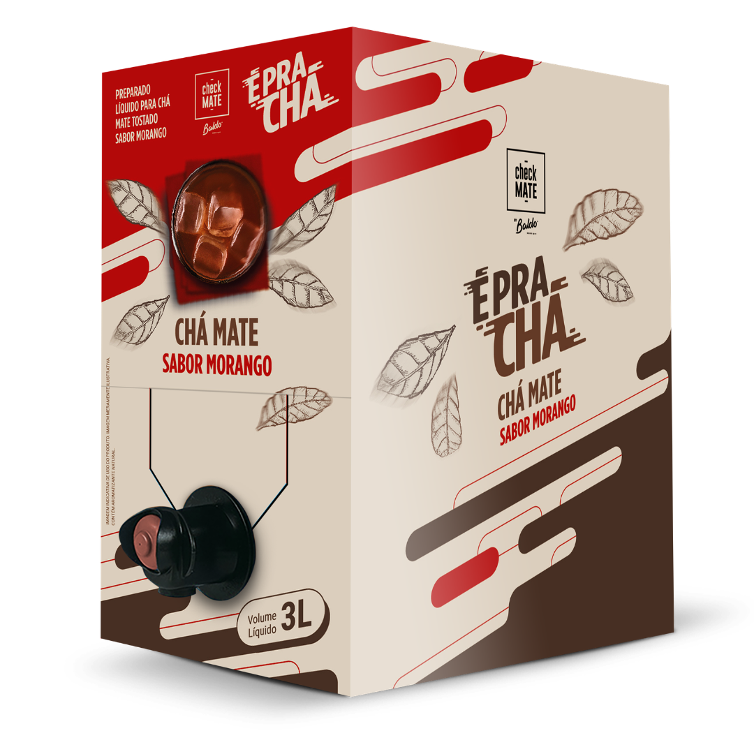 Xarope de Chá Mate sabor MORANGO Concentrado É Pra Chá 3 Litros - RENTE ATÉ 18 LITROS