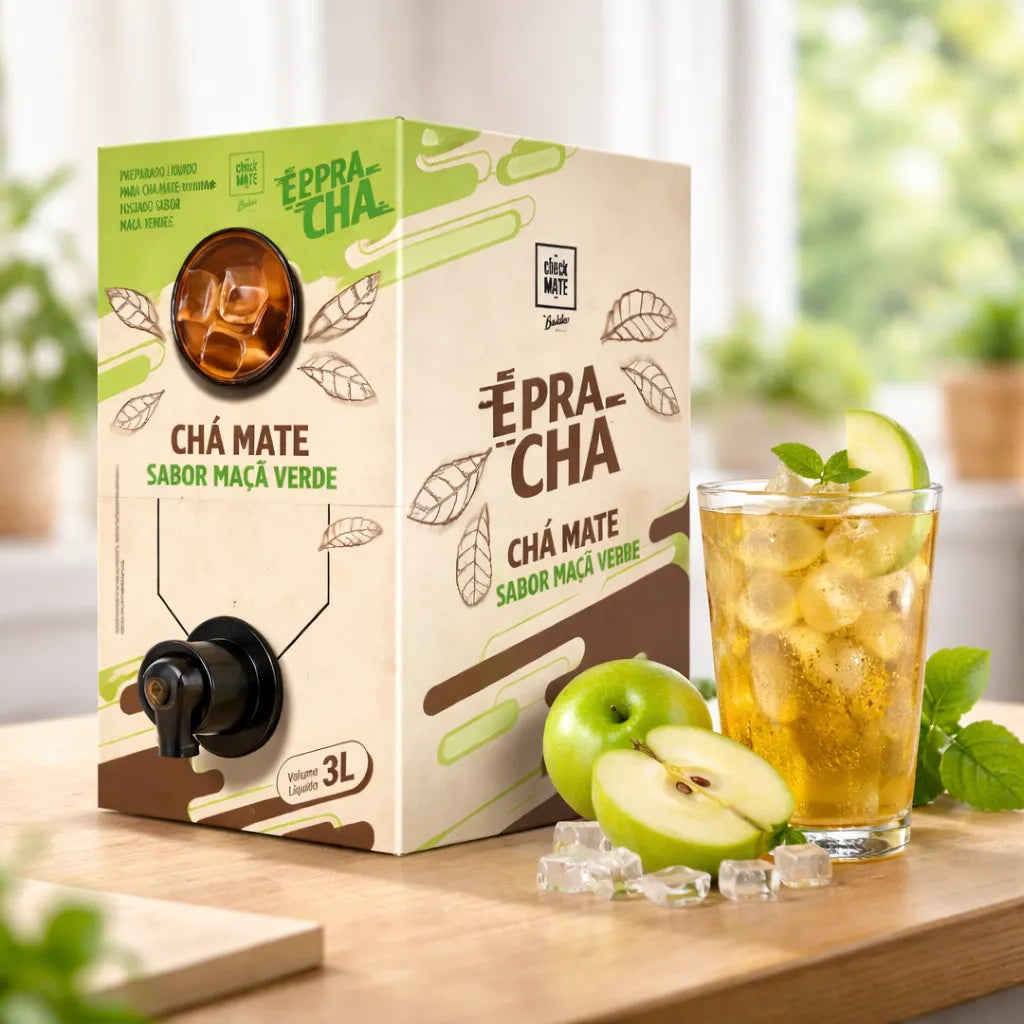 Xarope de Chá Mate sabor MAÇA VERDE Concentrado É Pra Chá 3 Litros - RENDE ATÉ 18 LITROS