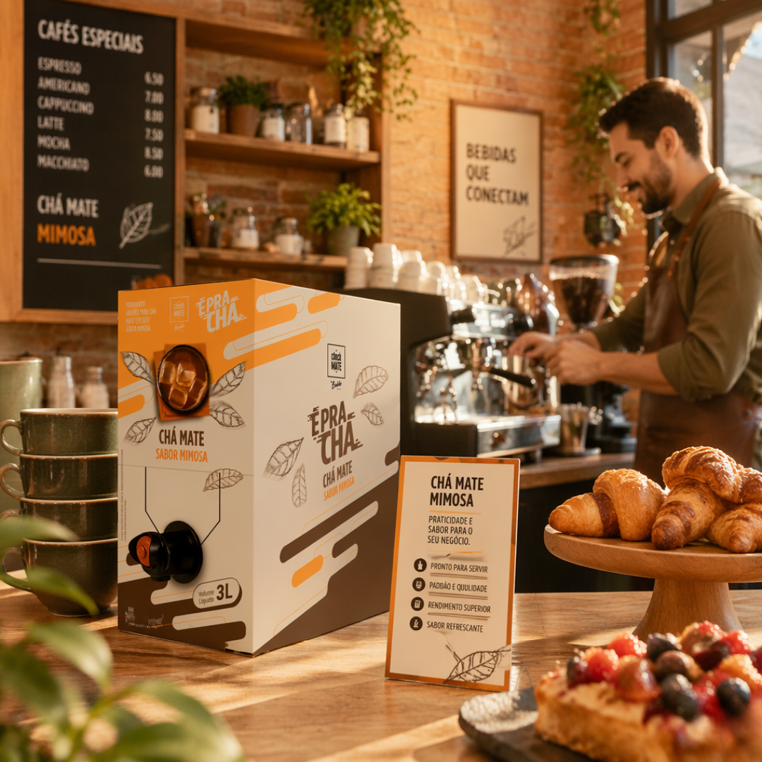 Xarope de Chá Mate sabor MIMOSA Concentrado É Pra Chá 3 Litros - RENDE ATÉ 18 LITROS