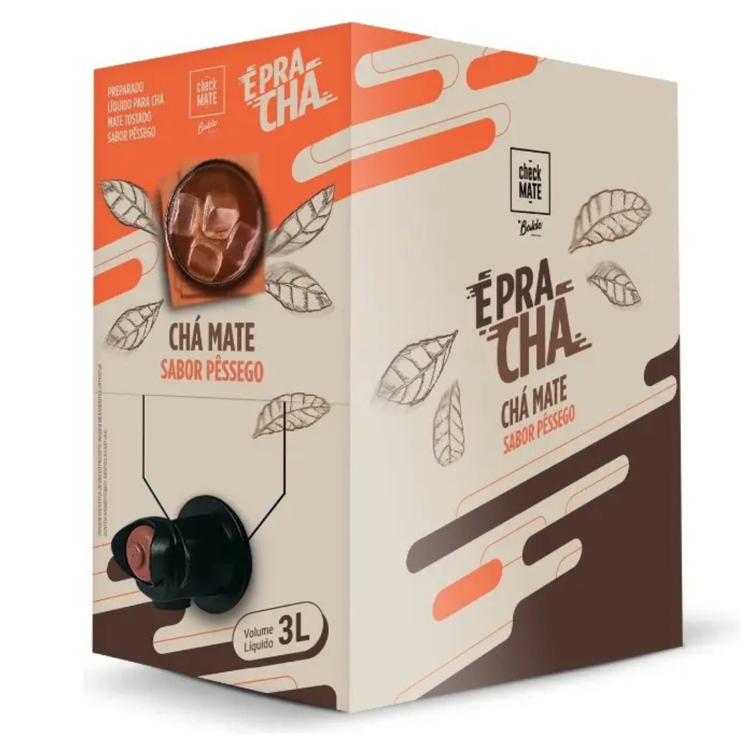Xarope de Chá Mate sabor PÊSSEGO Concentrado É Pra Chá 3 Litros - RENDE ATÉ 18 LITROS