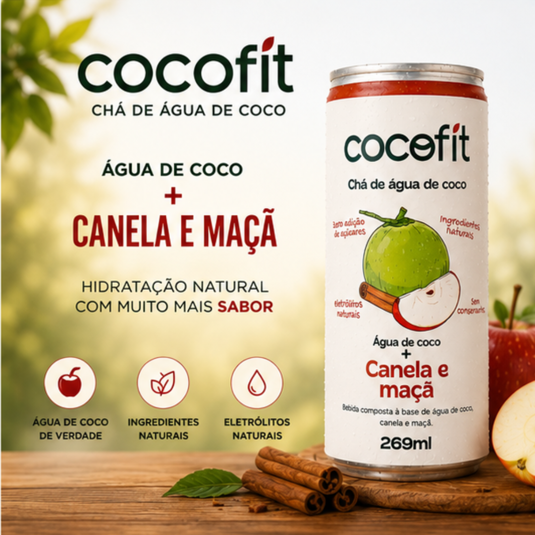 PACK CANELA E MAÇA COCOFIT CHÁ DE ÁGUA DE COCO - 269ML CADA