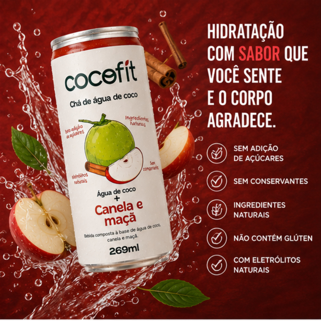 PACK CANELA E MAÇA COCOFIT CHÁ DE ÁGUA DE COCO - 269ML CADA