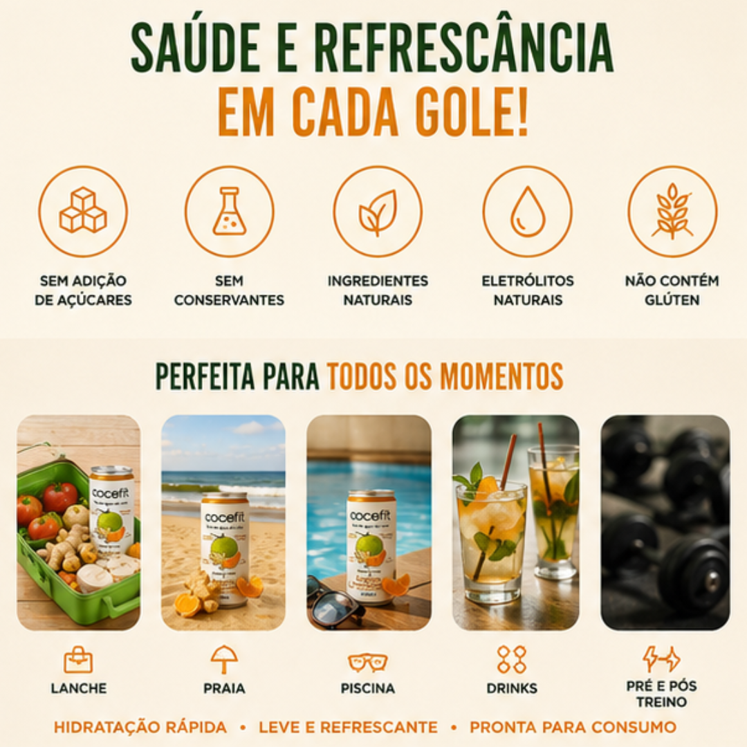 PACK GENGIBRE E TANGERINA COCOFIT CHÁ DE ÁGUA DE COCO - 269ML CADA