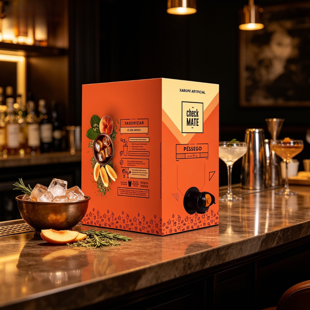 Check Mate Pêssego - Xarope para bebidas Baldo 3 LITROS - RENDE ATÉ 18 LITROS