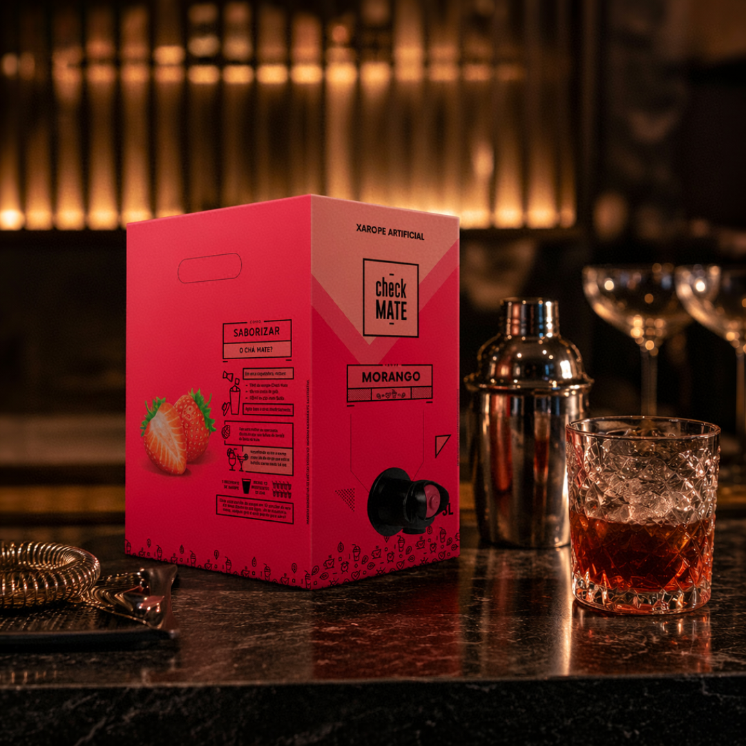 Check Mate Morango - Xarope para bebidas Baldo 3 LITROS - RENDE ATÉ 18 LITROS
