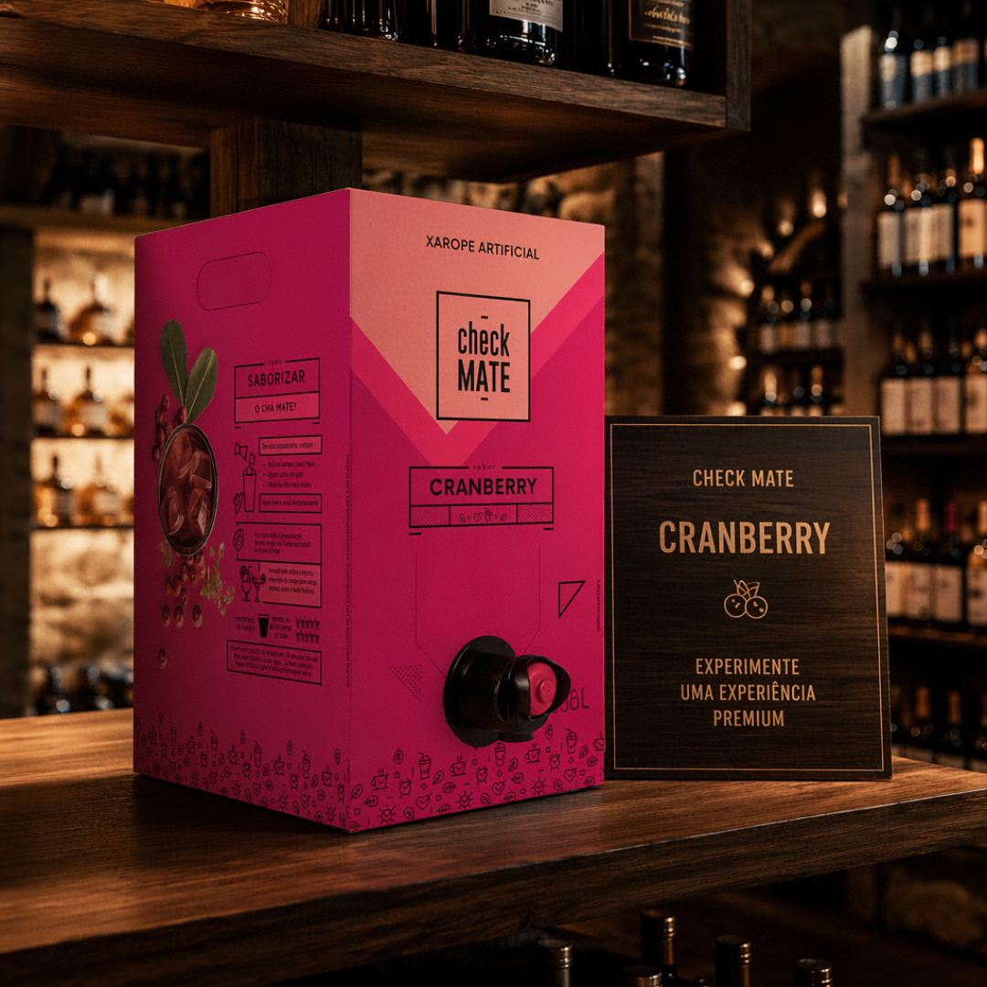 Check Mate Cranberry Xarope para bebidas Baldo 3 LITROS - RENDE ATÉ 18 LITROS
