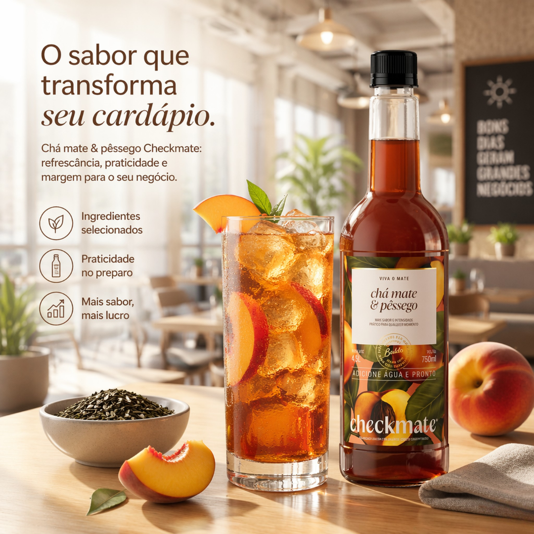 Xarope Chá Mate Pêssego Concentrado Garrafa 750ml