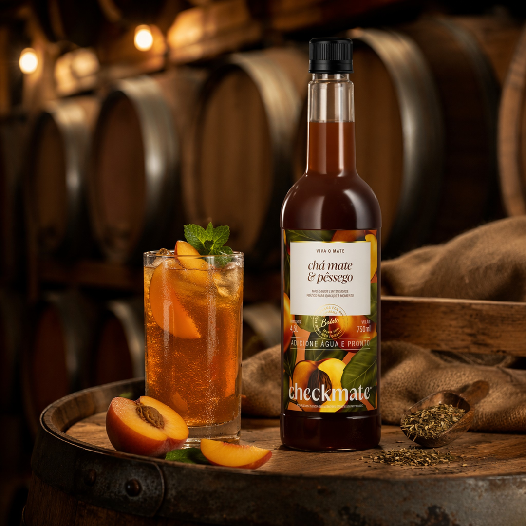Xarope Chá Mate Pêssego Concentrado Garrafa 750ml