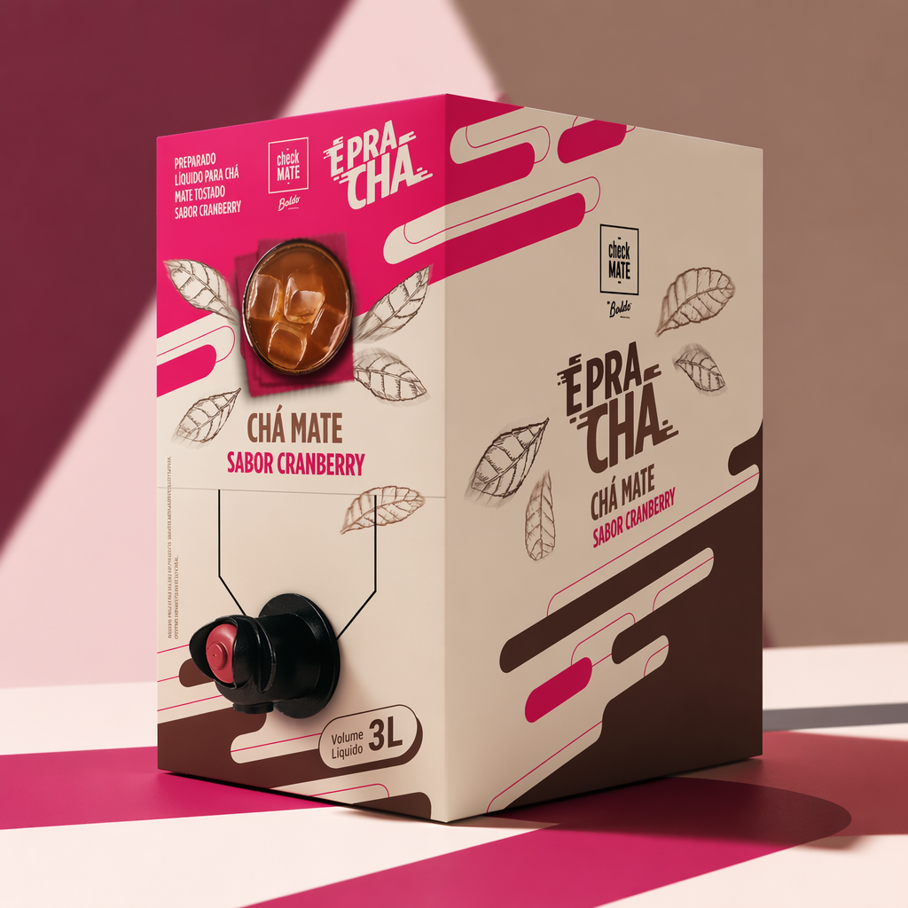 Xarope de Chá Mate sabor CRANBERRY Concentrado É Pra Chá 3 Litros - RENDE ATÉ 18 LITROS