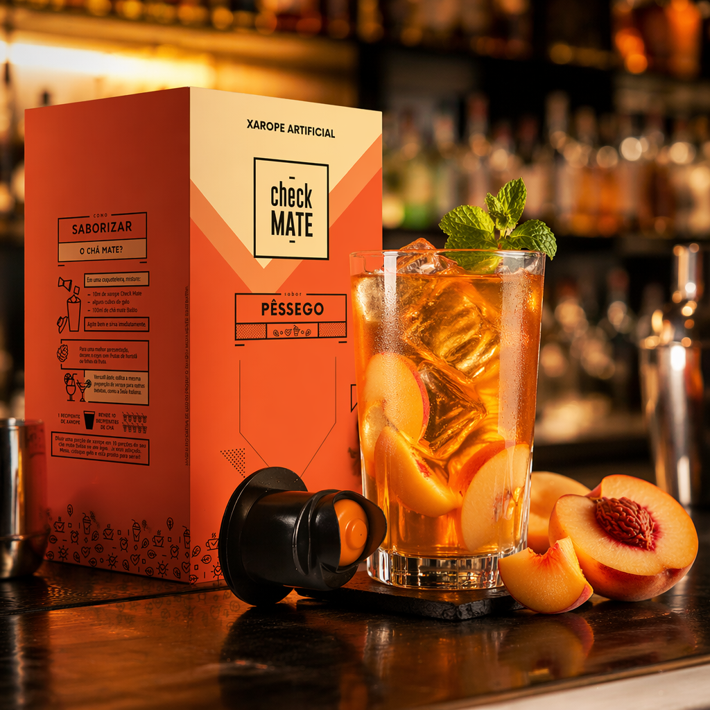 Check Mate Pêssego - Xarope para bebidas Baldo 3 LITROS - RENDE ATÉ 18 LITROS