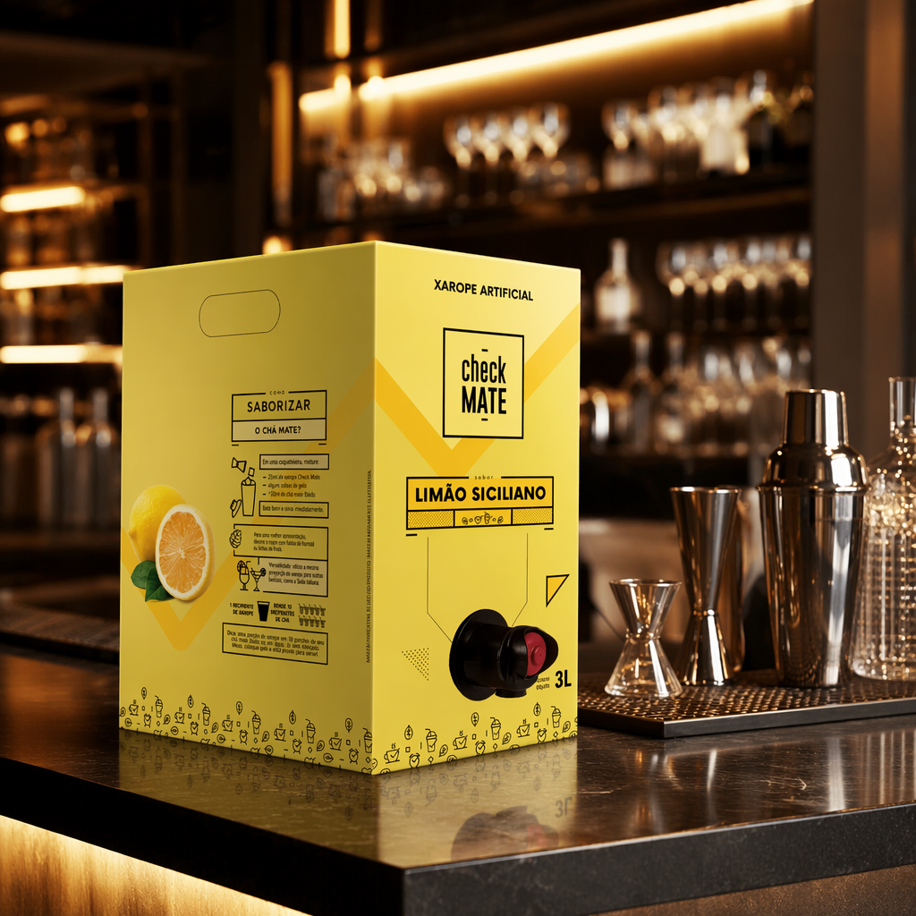 Check Mate Limão Siciliano - Xarope para bebidas Baldo 3 LITROS - RENDE ATÉ 18 LITROS