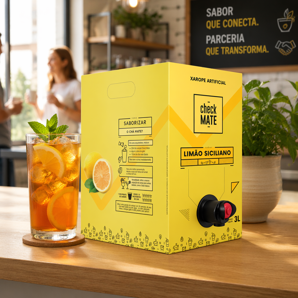 Check Mate Limão Siciliano - Xarope para bebidas Baldo 3 LITROS - RENDE ATÉ 18 LITROS