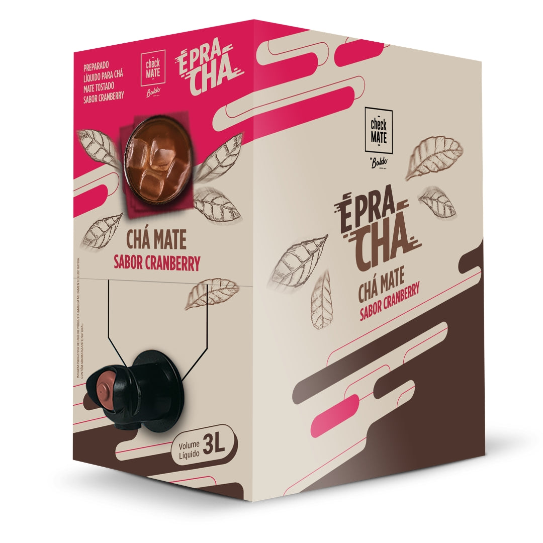 Xarope de Chá Mate sabor CRANBERRY Concentrado É Pra Chá 3 Litros - RENDE ATÉ 18 LITROS
