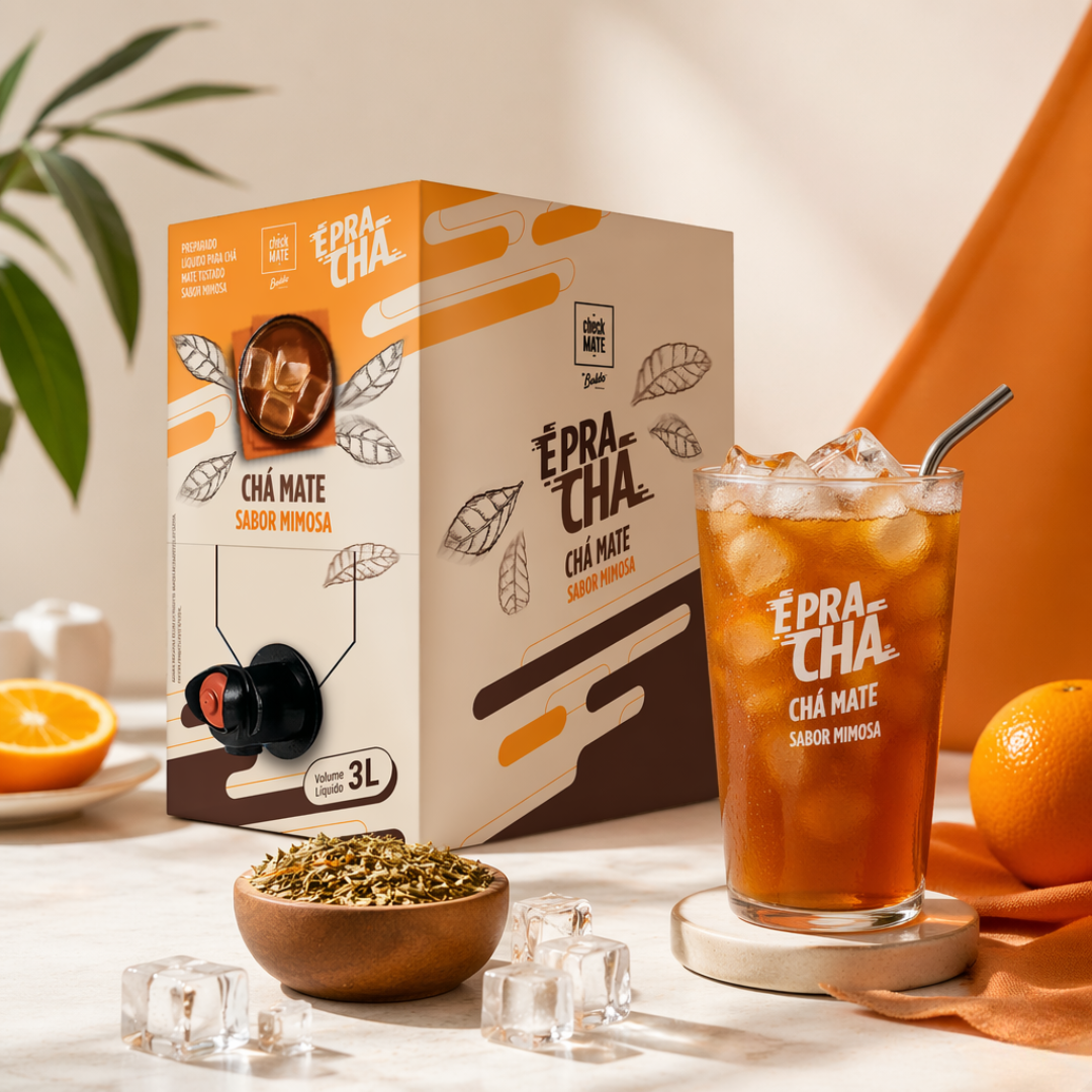 Xarope de Chá Mate sabor MIMOSA Concentrado É Pra Chá 3 Litros - RENDE ATÉ 18 LITROS