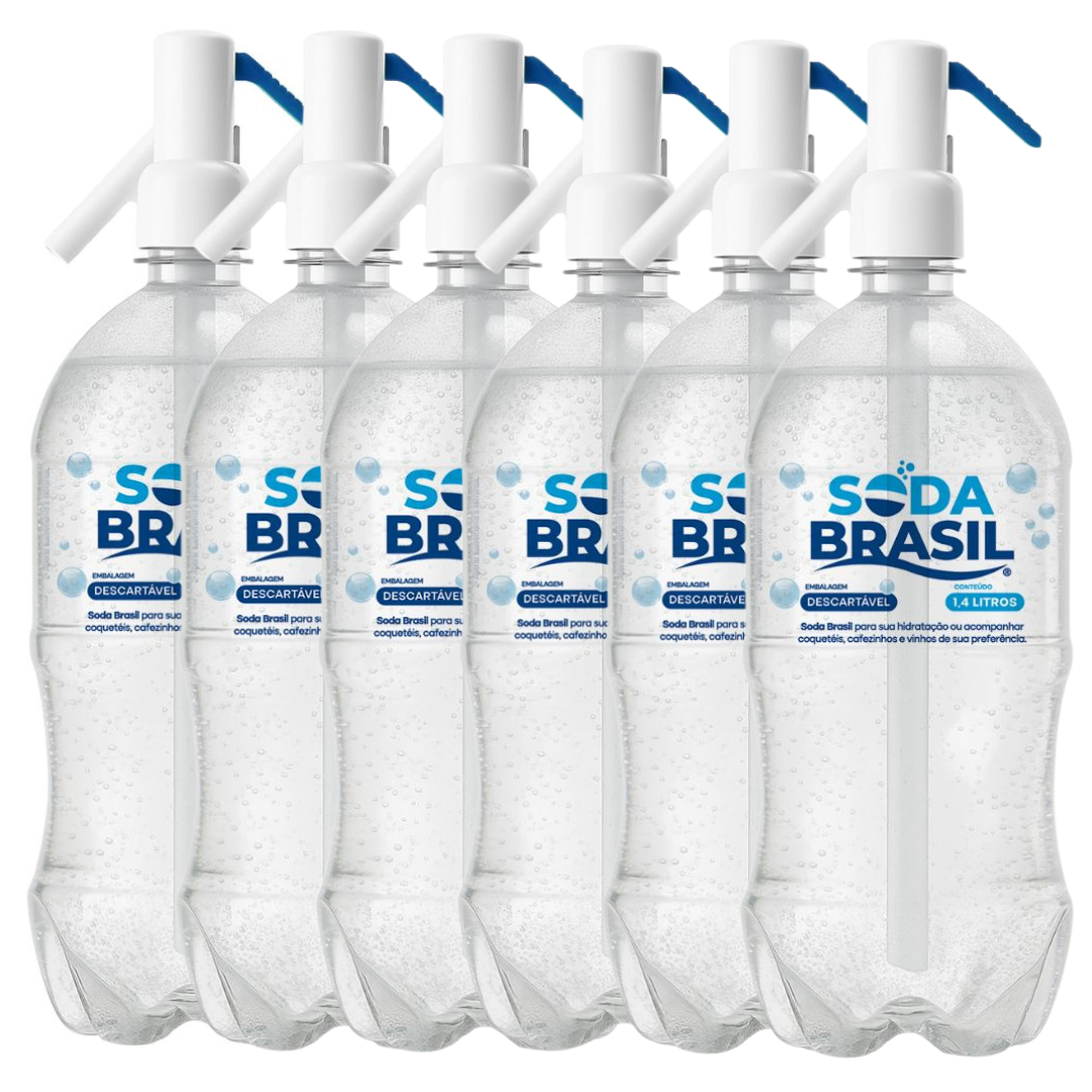 Água com Gás Soda Brasil 1,4L Gaseificada Premium com Mais Gás - Fardo com 6 UN