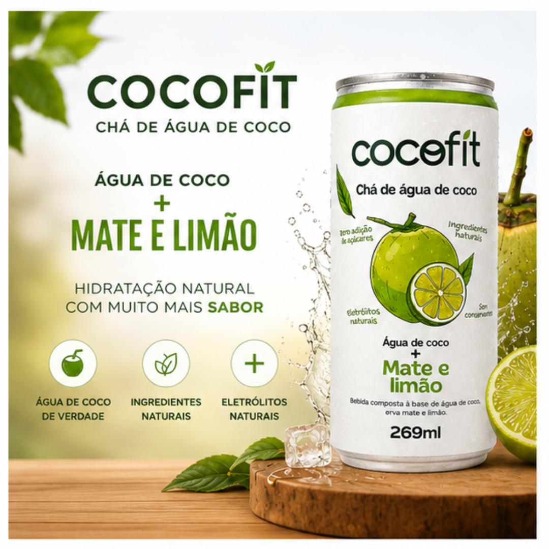 PACK MATE E LIMÃO COCOFIT CHÁ DE ÁGUA DE COCO - 269ML CADA