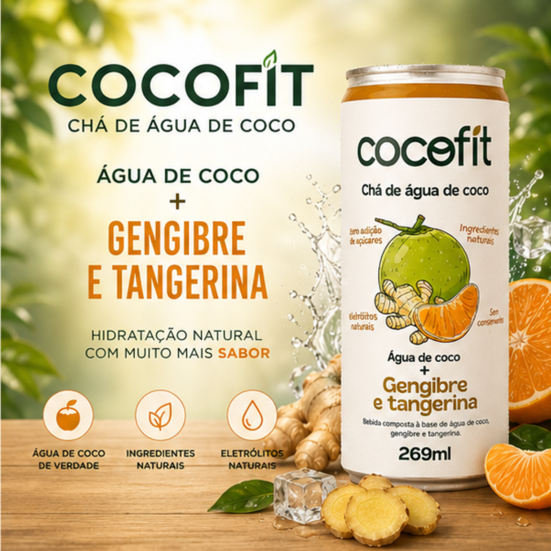 PACK GENGIBRE E TANGERINA COCOFIT CHÁ DE  ÁGUA DE COCO  - 269ML CADA