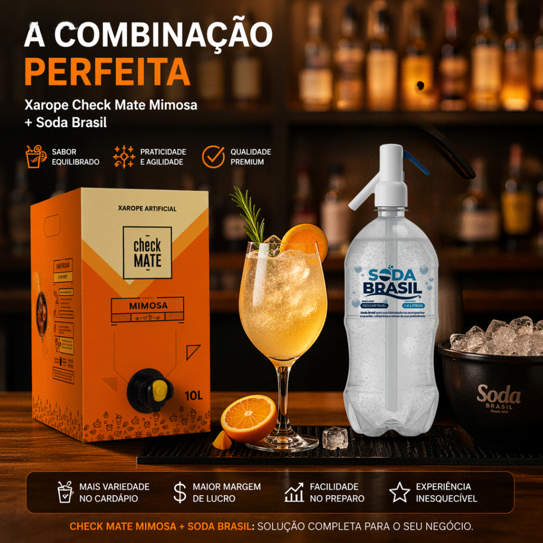 Check Mate Mimosa - Xarope para bebidas Baldo 3 LITROS  - RENDE ATÉ 18 LITROS