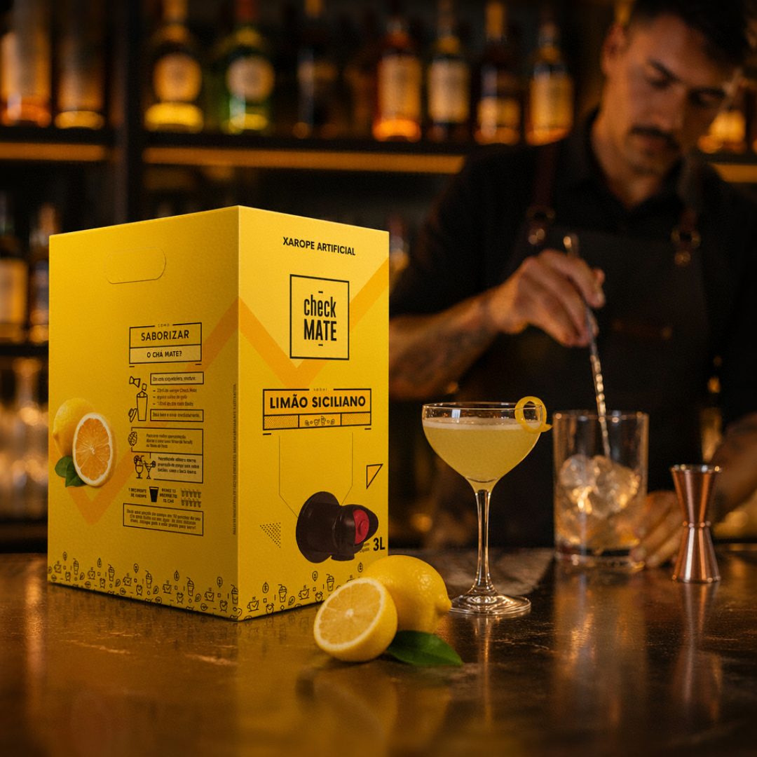 Check Mate Limão Siciliano - Xarope para bebidas Baldo 3 LITROS  - RENDE ATÉ 18 LITROS