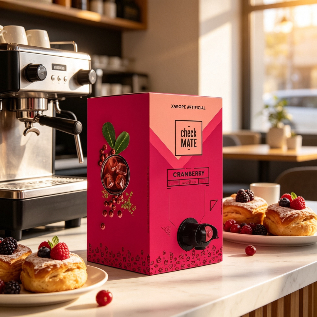 Check Mate Cranberry Xarope  para bebidas  Baldo 3 LITROS - RENDE ATÉ 18 LITROS