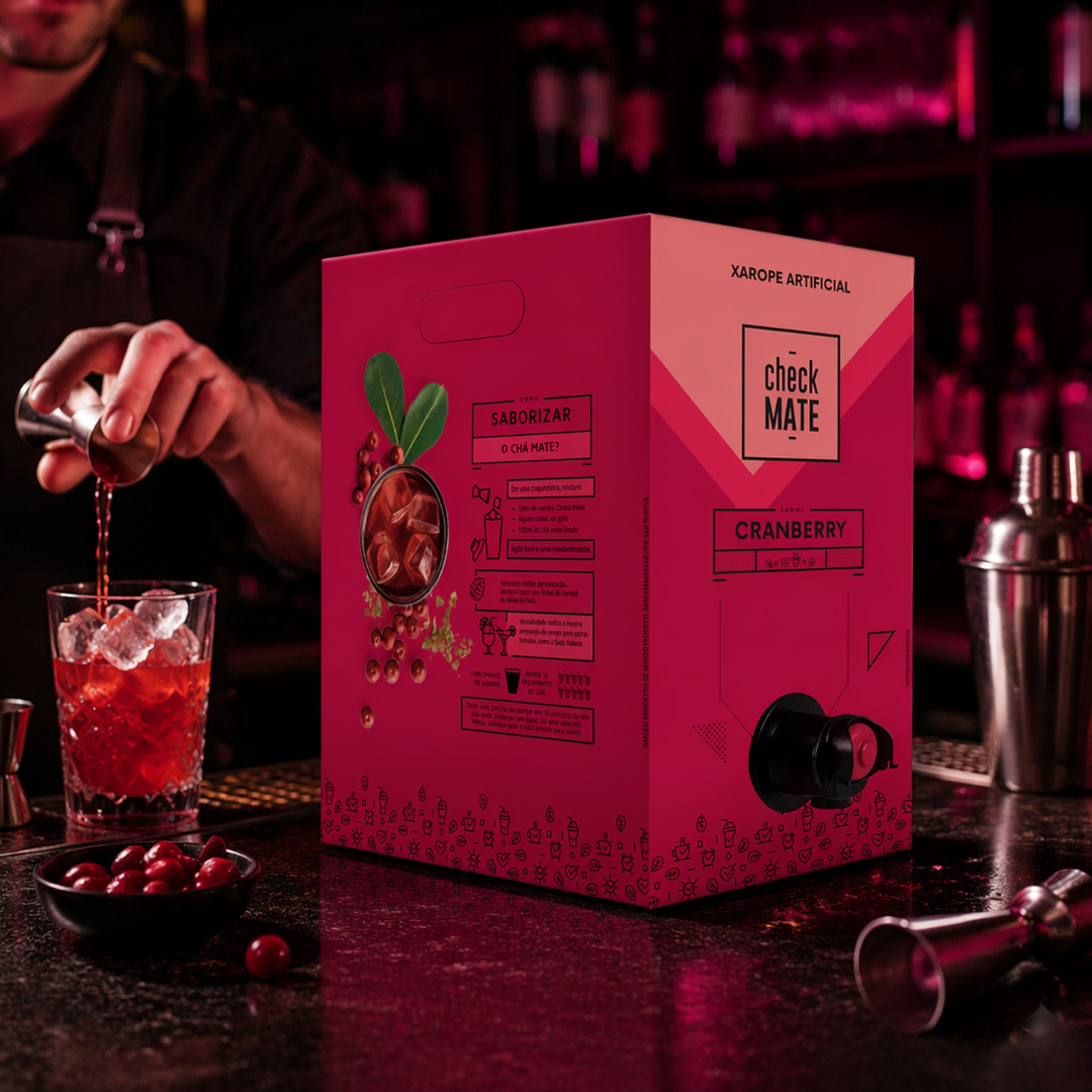 Check Mate Cranberry Xarope  para bebidas  Baldo 3 LITROS - RENDE ATÉ 18 LITROS