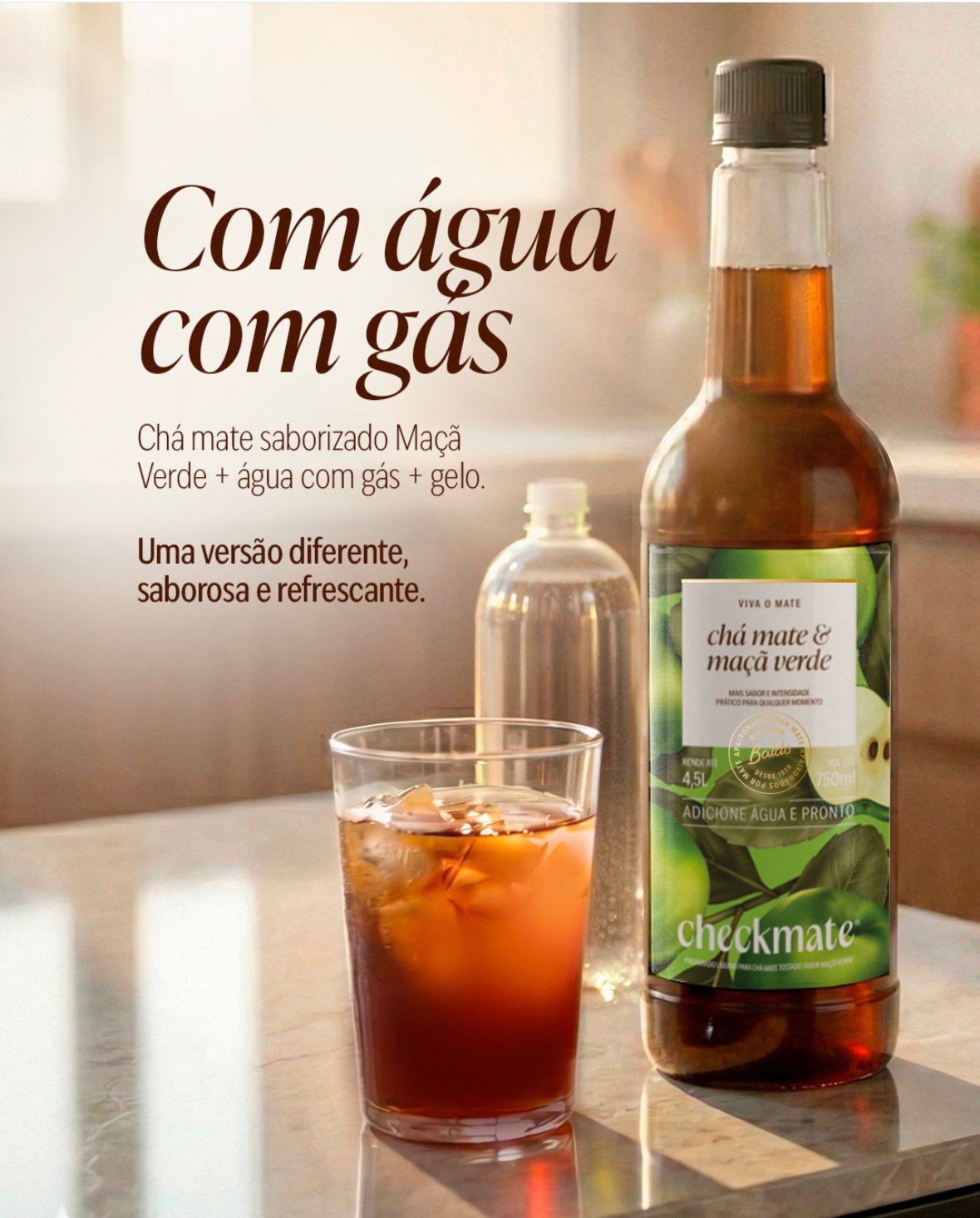 Xarope Chá Mate Maça Verde Concentrado Garrafa 750ml