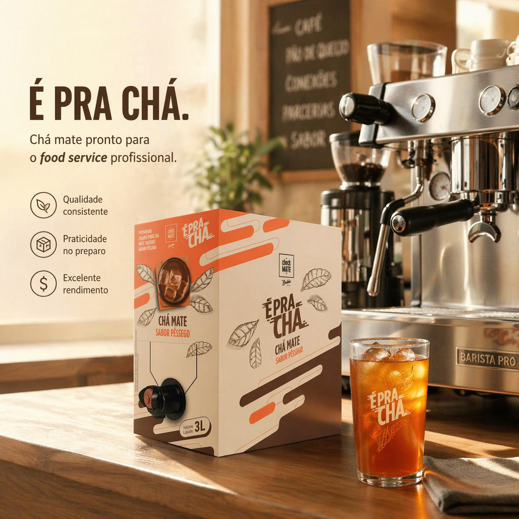 Xarope de Chá Mate sabor PÊSSEGO Concentrado É Pra Chá 3 Litros - RENDE ATÉ 18 LITROS