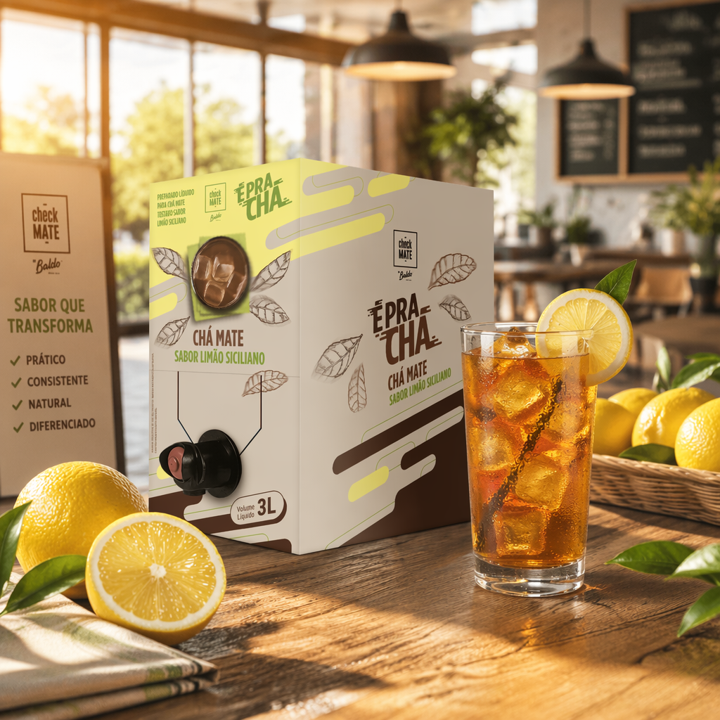 Xarope de Chá Mate sabor LIMÃO SICILIANO Concentrado É Pra Chá 3 Litros - RENDE ATÉ 18 LITROS