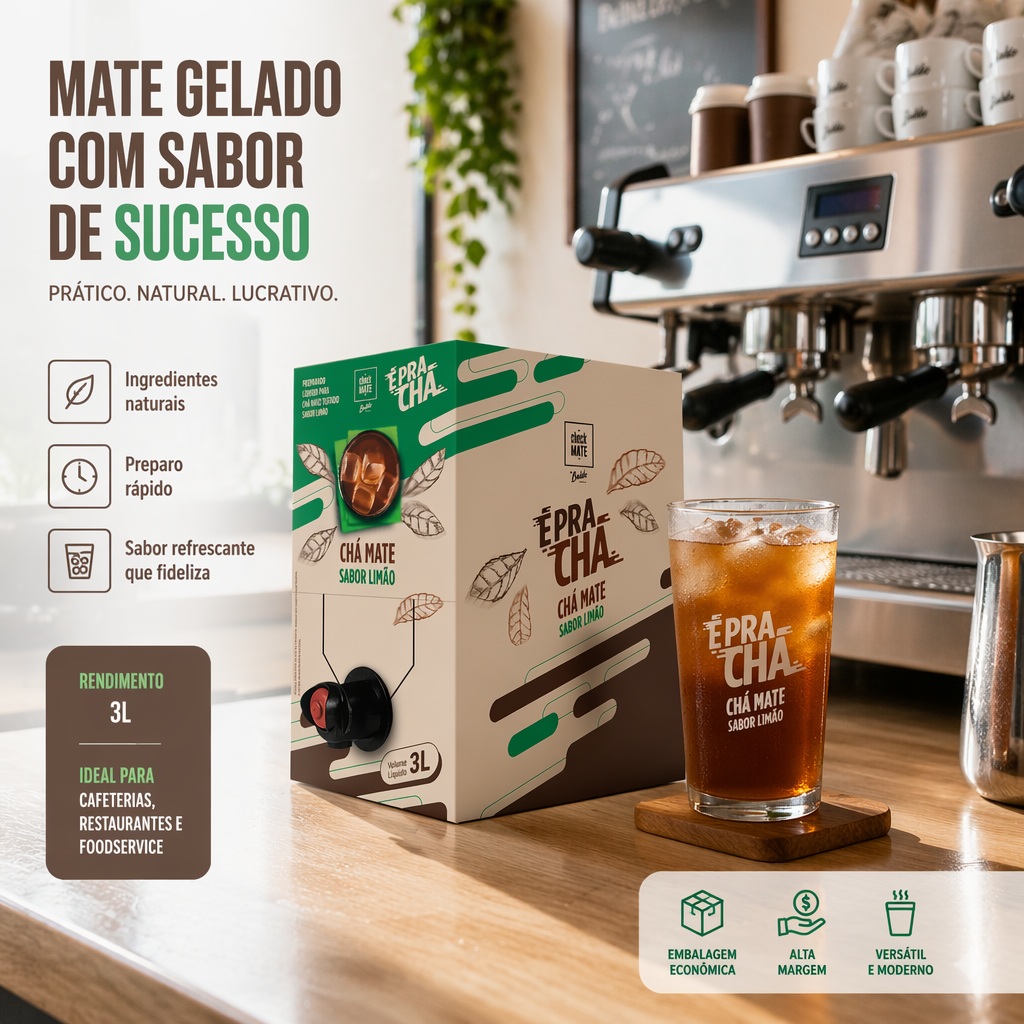 Xarope de Chá Mate sabor LIMÃO Concentrado É Pra Chá 3 Litros - RENDE ATÉ 18 LITROS