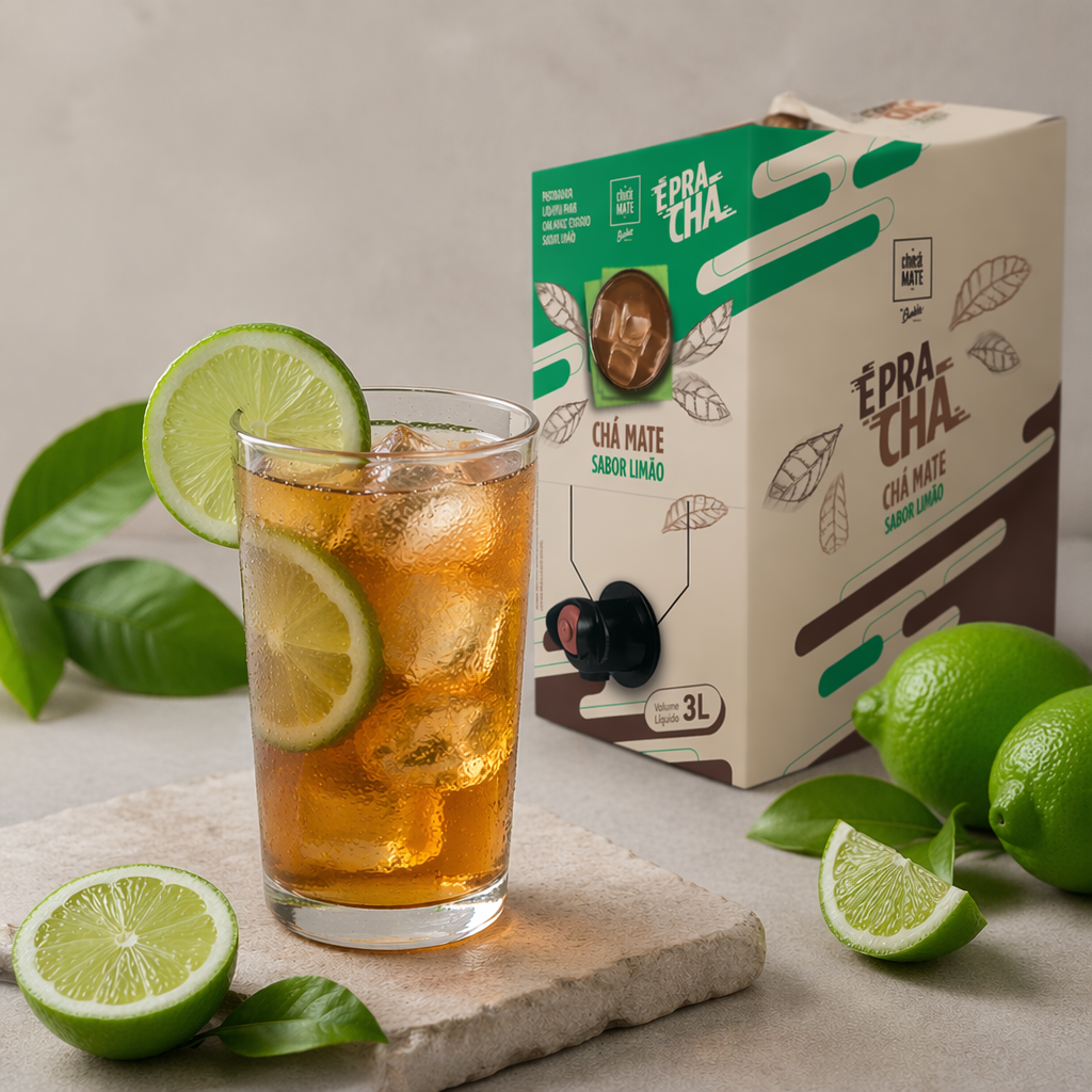 Xarope de Chá Mate sabor LIMÃO Concentrado É Pra Chá 3 Litros - RENDE ATÉ 18 LITROS