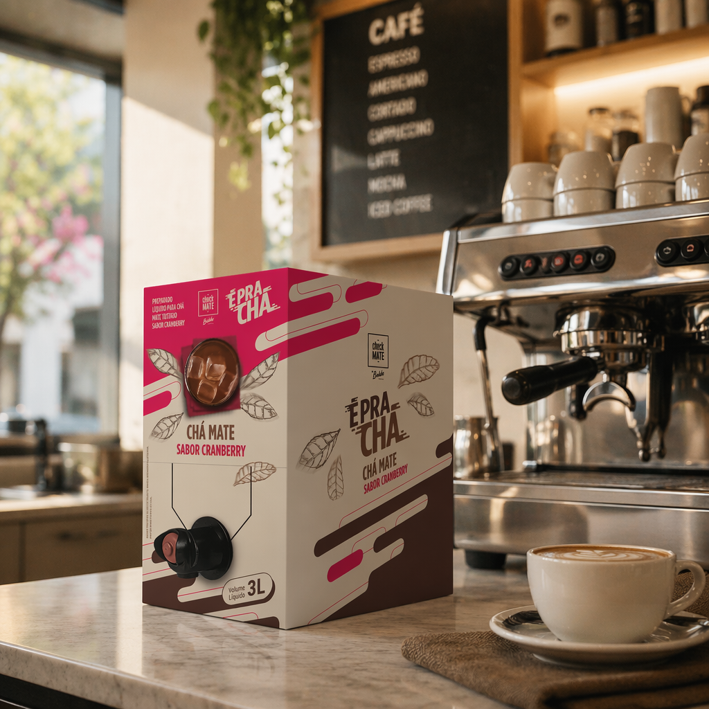 Xarope de Chá Mate sabor CRANBERRY Concentrado É Pra Chá 3 Litros - RENDE ATÉ 18 LITROS