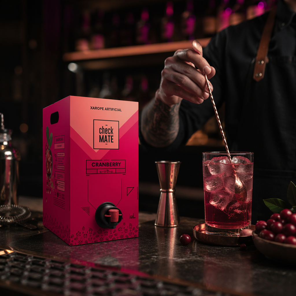 Check Mate Cranberry Xarope  para bebidas  Baldo 3 LITROS - RENDE ATÉ 18 LITROS